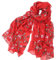 Pluto & Fox Damen Foulard bestickt mit Blumen Seidenschal Elegantes Retro-Design Schal Halsstola (Rot)