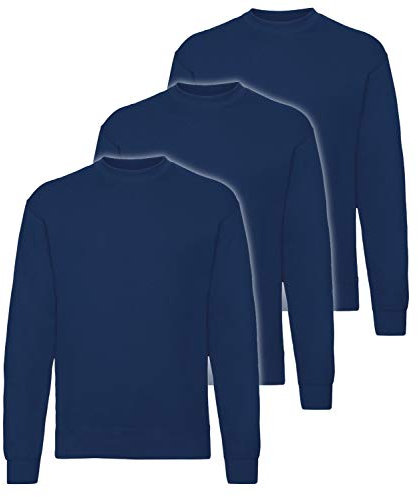 Fruit of the Loom 3er Pack Classic Set-In Sweat Herren, NEU, Farbe:Navy, Größe:XL