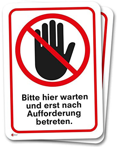 2er Set Hinweis-Aufkleber Geschäft nur nach Aufforderung betreten I DIN A4 I Begrenzung der Personenanzahl I Supermarkt I Hygienemaßnahmen I selbstklebend I wetterfest I hin601