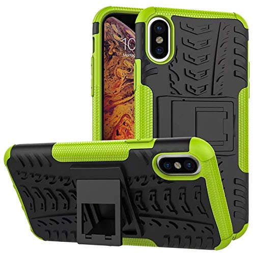 Verco Schutzhülle für iPhone X Hülle, iPhone XS Hülle Armor Outdoor Handyhülle für Apple iPhone X/XS Case Panzer Hardcase [Cover geeignet für Baustelle], Grün
