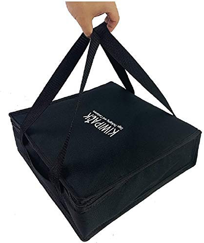 KiwiPack Pizza Delivery Bag for up to 2 x 14 inch Pizzas - Keep Food Warm for 45 Minutes | Insulated Takeaway Thermal Box with Dual 10mm Zips, 2 Strong Carry Handles, Top Loading PVC Receipt Pocket