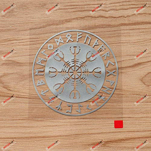 Helm der Ehrfurcht Vegvisir Wikinger Odin Nordisch Aufkleber Sticker Vinyl Rund - Silber 10,2cm - für Auto Boot Laptop 02141
