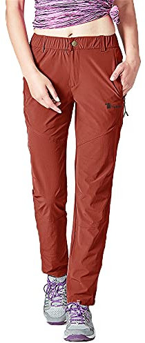 donhobo Damen Outdoorhose Winddicht Wasserabweisend Wanderhose Sommer Schnell Trockend Camping Funktionshose Trekkinghose (Rot,S)