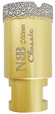 NBB Broca de diamante con M14, corona diamante para taladrar en seco y en húmedo profesionalmente en porcelana dura, cerámica, baldosas, granito, mármol, azulejo, para Amoladora Angular (1, 32mm)