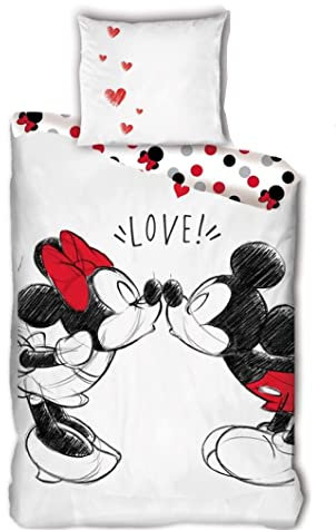 Bettbezug aus Baumwolle, 140 x 200 cm, Mickey & Minnie Mouse
