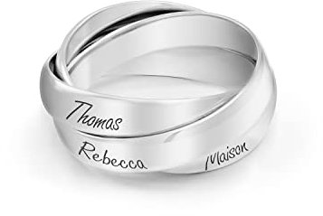 MYKA - Personalisierte Charlize Russischer Ring aus Sterling Silber 925 - Vergoldet - Schmuck Geschenk für Damen - Mutter - Freundin