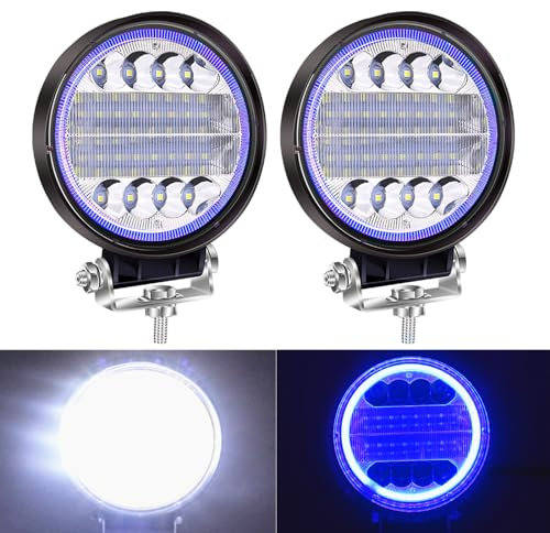 NWpangu 2 x Arbeitsscheinwerfer Traktor 4,5 Zoll LED blau Angel Eye Projektor LED Nebelscheinwerfer Offroad Boot LKW SUV ATV 4x4