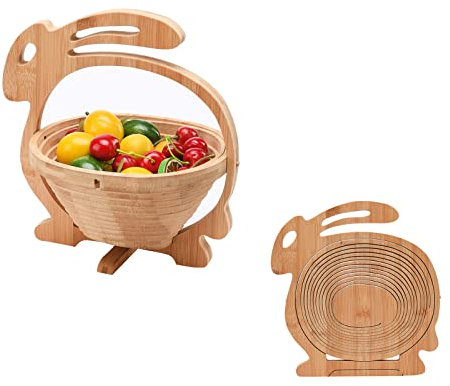 NZXVSE Cesta de fruta de bambú natural plegable, Cesta plegable creativa en forma de piña frutera, Caja de aperitivos de madera Bandeja de alimentos para vacaciones