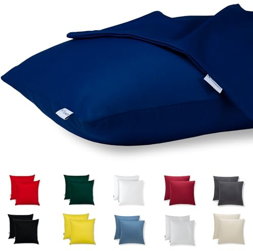 Kissenbezug 30x30 Baumwolle Premium Satin 2er Set Kissenhülle Deko für Kissen Sofa/Bett Stoff Superweicher Resistent Hypoallergen Anti-Milben Kopfkissenbezug mit Verdecktem Zip Voll Waschbar