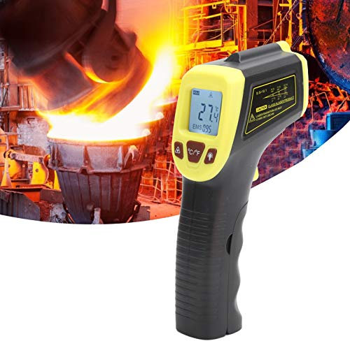 Pistolet de mesure de température infrarouge, infrarouge numérique avec écran LCD Thermomètre industriel GM320S pour mesurer la surface de cuisson(Jaune)