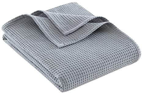 NESILY® Premium Tagesdecke 150×200 cm – Sofa Überwurfdecke – Waffelmuster – Bettüberwurf – Bettdecke für Schlafzimmer – Waffelpique Decke – Bettdecke - Waffeldecke (Grau)