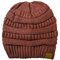 C.C Trendige, warme Strickmütze mit Zopfmuster, weich, Stretch, Skully, Ziegel, Einheitsgröße