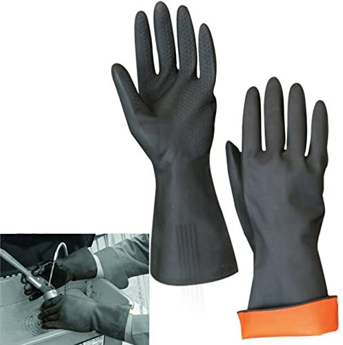 Buystarget Extra Heavy Duty Rubber Gloves Black Household Long Gauntlet Tough Latex Pair