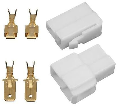 10x Flachstecker Gehäuse 2 Polig inkl. 6,3mm Flachstecker & Flachsteckhülsen | Auswahl: 1-12 Polig - 6,3mm oder 2,8mm| Weiß | KFZ Maschinen Stecker