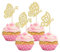 24Pcs Butterfly Cupcake Toppers Gold Glitter Assembled Mixed Styles Hollow Butterfly Cupcake Picks Baby Shower Cake Decorations for Wedding Engagement Bridal Shower Kids Birthday Party Supplies