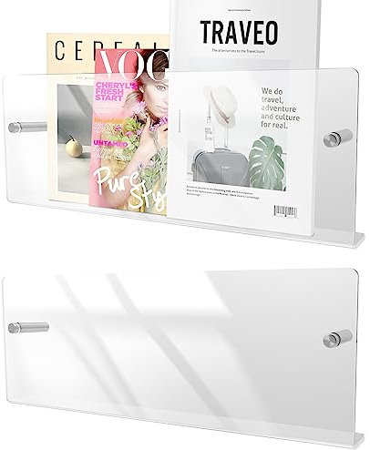 Acryl schwimmenden Regal Regale Lagerung, klare Wand montiert Bücherregal Display Regal Veranstalter für Wohnzimmer, Schlafzimmer, Bücher, Zeichnung Bücher, Bilderrahmen, Zeitschriften (Transparent)