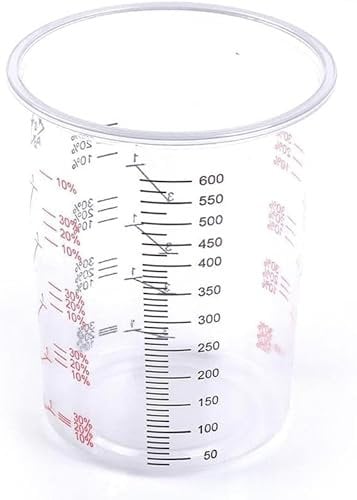 50x Lackmischbecher Plastikbecher Messbecher | 650ml | Farbe, Epoxid, Polyester mit Skala und Mischungsverhältnis
