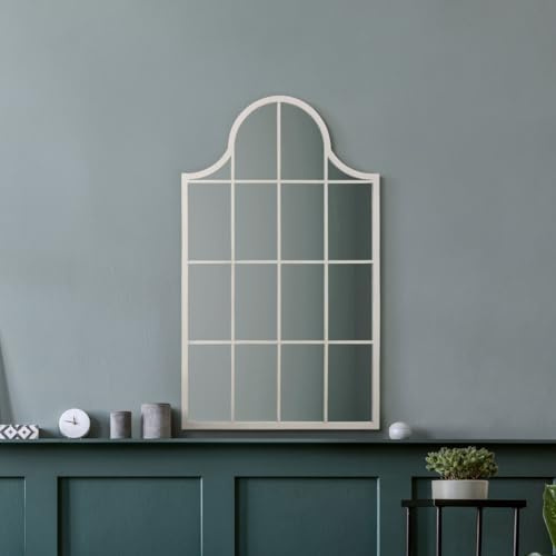 MirrorOutlet The Arcus Wandspiegel, gewölbt, Metallrahmen, 104 x 62 cm, Schwarz 2 cm breiter Rahmen, 3 cm tief.