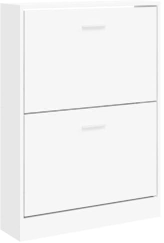 vidaXL Schuhschrank Schuhablage Schuhregal Schuhständer Schuhaufbewahrung Schuhkipper Kipper Schuhkommode Weiß 59x17x81cm Holzwerkstoff