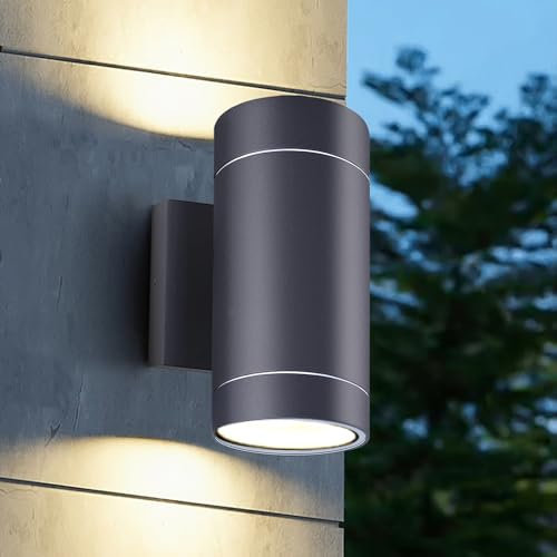 EBION 1 Stück AußEnwandleuchten GU10,Aussenlampe AußEnlampe Wand Wandleuchte Aussen IP54 Wasserdichte, Up And Down Leuchten Aussen,Anthrazit, Aluminium (Ohne Leuchtmittel)
