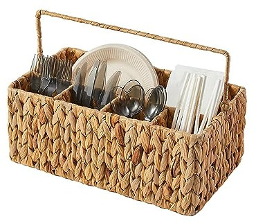 Berdeng Utensil Caddy, Silverware Caddy, Cutlery Holder, Utensil Holder for Party, Picnic Caddy for Plates and Utensils, Utensil Basket for Table,Napkin and Utensil Holder