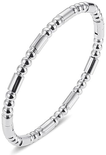 Tidefire Edelstahl Bambus Design Armband Titan Stahl Armband (782 Quadratisch Silber)