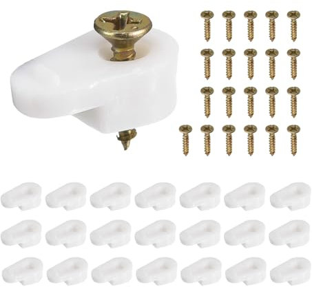 sourcing map Kit di 60 clip di fissaggio per vetro, 20 mm, in plastica, con viti per il fissaggio di ante in vetro spesso 3 mm, per armadietti e specchi, colore: bianco