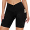 SIMIYA Radlerhose Damen Sporthose Kurze Leggings High Waist mit Tasche Unterhosen V-förmiges Design Sommer für Yoga Gym（Schwarz V-förmiges，S）