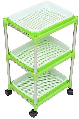 CAXUSD 1 Satz 3 Pflanzschalen-Set Keimbehälter-Kit Vermehrungsschalen für Sämlinge Microgreens-Tablett Grow Tray mit Regal Tablett-Kit Bohnensprossen Suite einstellen Rostfreier Stahl