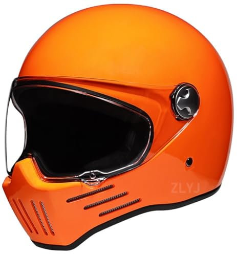 Caikbms Vintage Motorrad Integralhelm, Motocross-Helm, Cabrio Roller, Retro Klassischer Crash Racing-Rallye Touring Helm Mit ECE Zulassung F,Medium