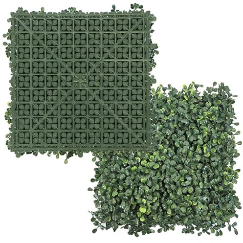 NETAP Künstliche Gras-Wandpaneele, 25,4 x 25,4 cm, 12 Stück, Buchsbaum-Platten für den Innen- und Außenbereich, grünes Gras, Wanddekoration, Party, Hochzeit, Garten, Zaun-Dekorationen