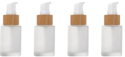 Lot de 4 flacons vides en Verre dépoli avec Pompe de Voyage Rechargeables pour Lotion cosmétique 30 ML