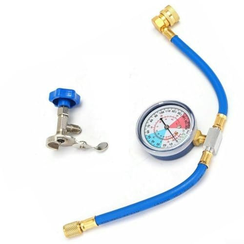 Refrigerator Recharge Hose with Gauge Kit-A/C R134a R12 R22,Retrofit Valve,with BPV31 Bullet Piercing Tap Valve,R134a Self-Sealing Adapter for Home/Car