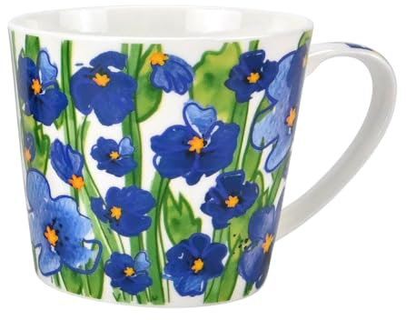 Jamseon & Tailor Brillantporzellan Teekanne 1,2 l mit ergonomischer Daumenablage (Tasse Aquarell blau)