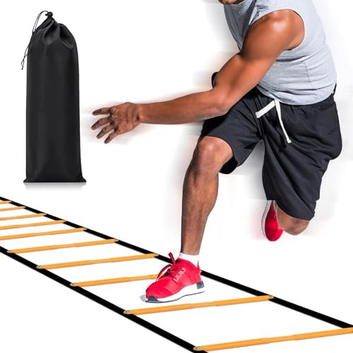 Happy Jump Agility Ladder 12 Rung 20 FT Speed Training Ladder Drill Sports Workout Equipment for Football Soccer Footwork Exercise (Orange)