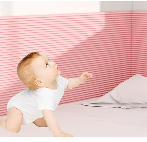 Boracy Kids Anti Collision Wall Padding Self Adhesive, Insulation and Cold Protection, 20x200cm Upholstered Wall Panels for Living Room/Bedroom(Pink,20cmx200cm)