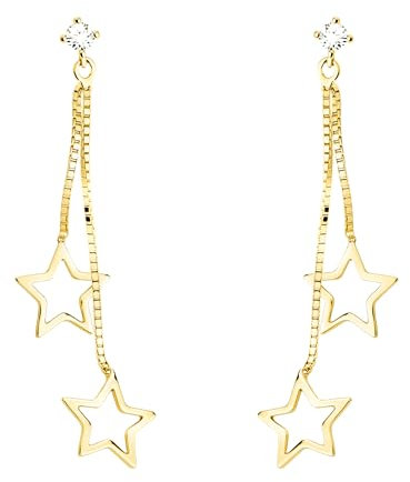 SOFIA MILANI - Orecchini da Donna in Argento 925 - Placcati in Oro e con Pietra Zircone - Orecchino Pendente a Stella - E2565