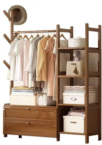 Vaianna Porte - Manteau en Bambou Ouvert, Armoire Stable multifonctionnelle avec tiroir et Crochet pour Chambre à Coucher, Dressing (Door 80cm/32in#)