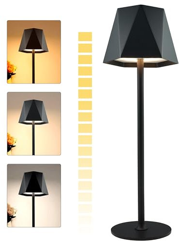 Vegawumen Rechargeable Table Lamp with 3 Color Modes, Cordless Lamp Adjustable Brightness, Wireless Lamp 8-12 Hours of use, Rechargeable Lamps for Living Room Indoor Outdoor, Black