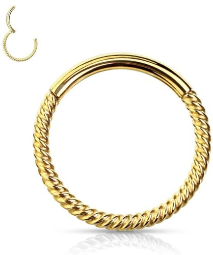 HENYQANN Gold Septum Ring 10mm Conch Nasenring Knorpel Ohrring Lippen Daith Helix Augenbrauen Bauch Tragus Piercing 18G