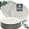 Stoneware Dinnerware Set for 6 - Large Stoneware Plates - Dinner Plates, Large Plates - Dishwasher, Microwave, and Scratch Resistant - Elegant Grooved Dining Service in Beige