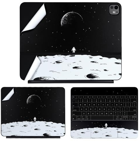 IMMOENUC 3-in-1 Tablets Skin Sticker Colorful Decals for 2024 iPad Pro M4 Magic Keyboard 13 inch Full Body Protective case Self-Adhesive,Pre-Cut Vinyl Durable Materials wrap Cover(Earth Black)