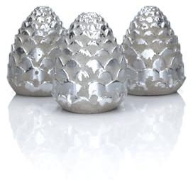 Generisch Tannenzapfen aus Beton | Herbstdeko | Weihnachtsdeko | optional z.B. mit Blattkupfer | Weihnachten | ab 4.99 Euro (3 Tannenzapfen, Silber, Hellgrauer Beton)