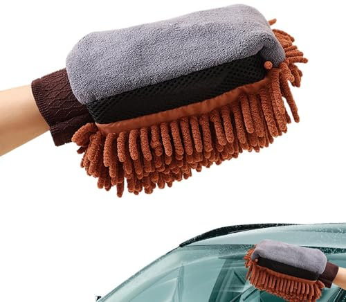 Jlobnyiun Mikrofaser-Chenille, Waschhandschuhe aus Mikrofaser, ohne Kratzer, ohne Abrieb, Autowaschbürste, aus Mikrofaser, effektive Reinigung