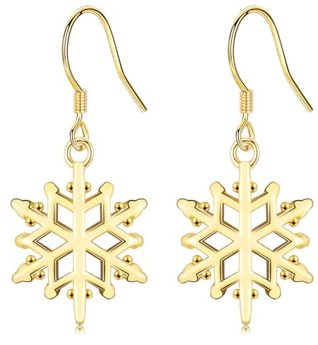 Wynn's Schneeflocken Ohrringe Gold - Weihnachten Schmuck für Frau, Damen, Mädchen und Kinder