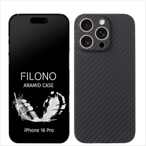 FILONO iPhone 16 Pro Aramid Hülle Ultra dünn | Designed in Germany | mit Kamera-Schutz, kompatibel mit MagSafe | Aramid Case
