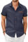 COOFANDY Shirts Men Short Sleeve Denim Summer Shirts for Men Cowboy Non Iron Casual Dress Shirt Office Formal Button Down Shirt Slim Fit Dark Blue M