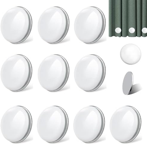 Rotondo Magnetico Tenda Pesi, 10 Pezzi Pesi per Tende, Bianco Pesi Magnetici per Tende, Pesi per Tende Doccia, Pesi per Tende da Interno Rotondo Magnetico, per Tovaglia, Ristoranti e Sale Conferenze