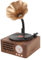 Retro-Plattenspieler-Lautsprecher, Tragbarer Lautsprecher, Vintage-Grammophon mit Radiofunktion, Kompaktes Metallgehäuse, Heimdekoration