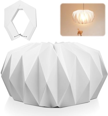 Origami Design Papier Lampenschirm,Moderner Lampenschirm für Hängelampe,Folding Pendelleuchte Kunst Dekor,Kreativpapier Lampenschirm Deko,Papier Lampenschirm für Wohnzimmer,Schlafzimmer,Esszimmer